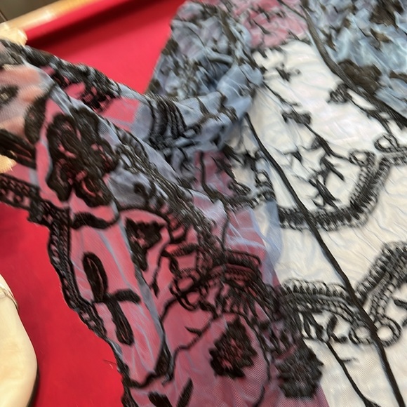 Lane Bryant Blue black Floral Embroidered MESH DUSTER JACKET Open Front Robe 18 - Picture 7 of 16